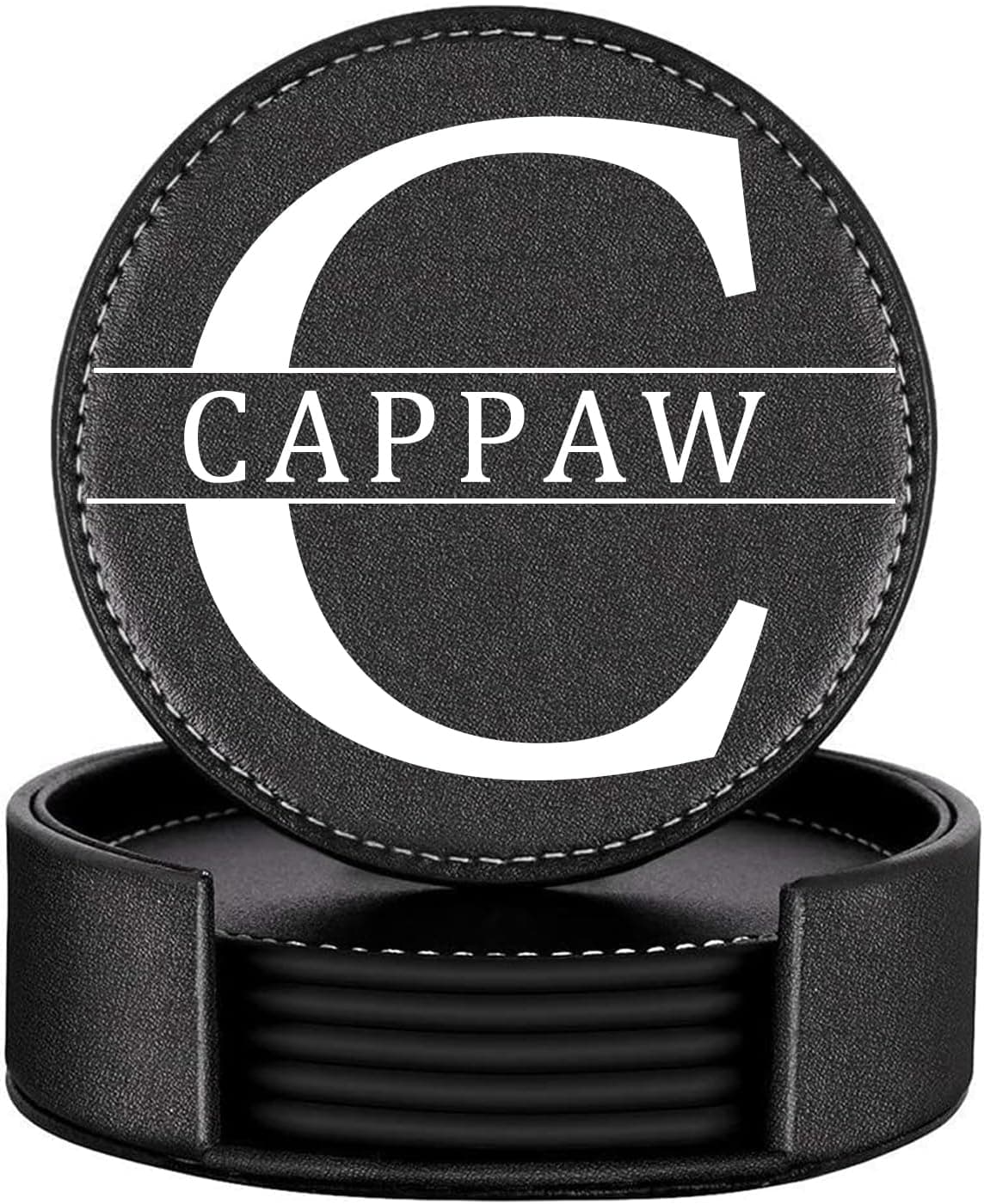 Monogram Leather Coaster Set